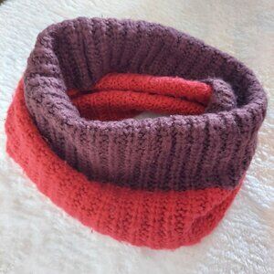 Zara Two-Tone Ribbed Knit Infinity Scarf